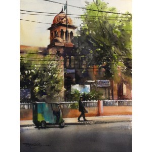 Sarfraz Musawir, 11 x 15 Inch, Watercolor on Paper, Cityscape Painting, AC-SAR-142